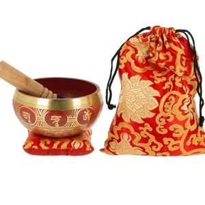 Red and Gold Singing Bowl Set